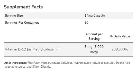 Methyl B-12 5000 mcg - 90 kapszula