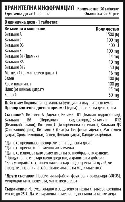 MultiVit 365 - Multivitaminok és ásványi anyagok - 30 tabletta