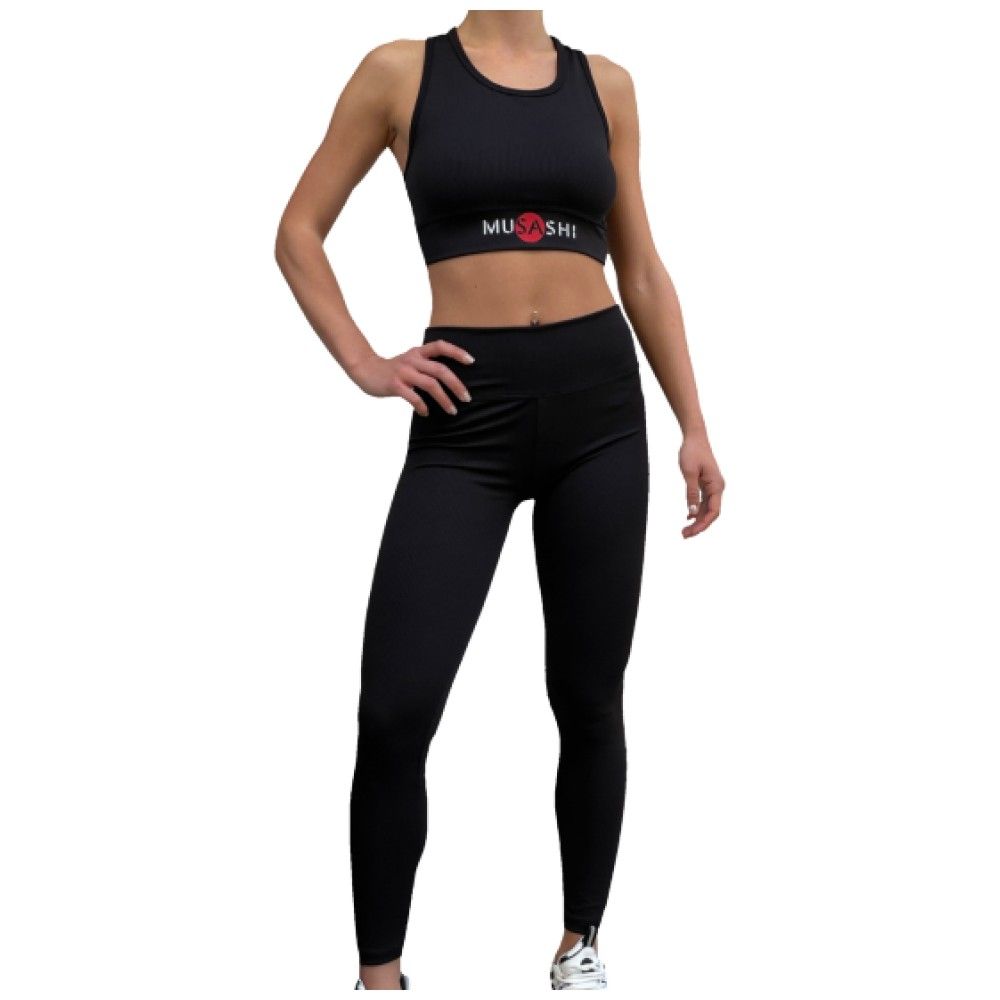 Női bordás leggings - fekete