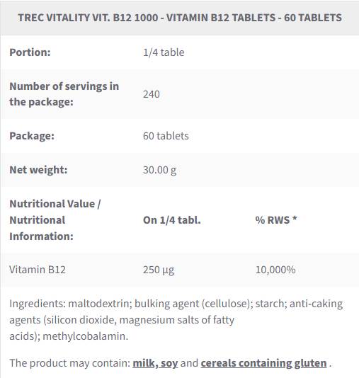 Vit. B12 1000 | Vitamin B12 Methylcobalamin - 60 Tablets - Nutra Best Europe