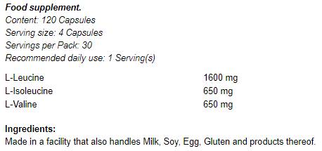 Branched Chain Amino Acids / BCAA - 120 capsules - Nutra Best Europe