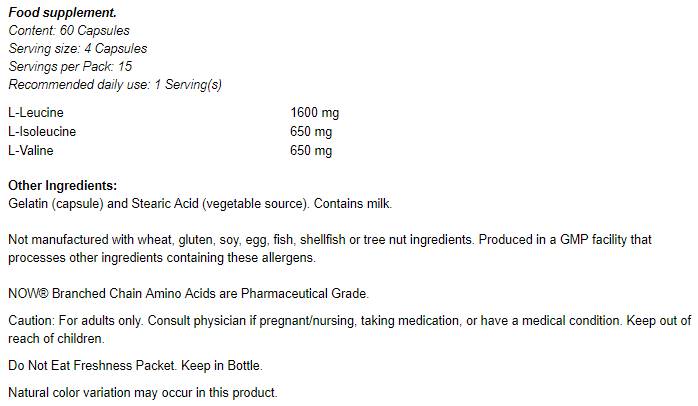 Branched Chain Amino Acids / BCAA - 120 capsules - Nutra Best Europe