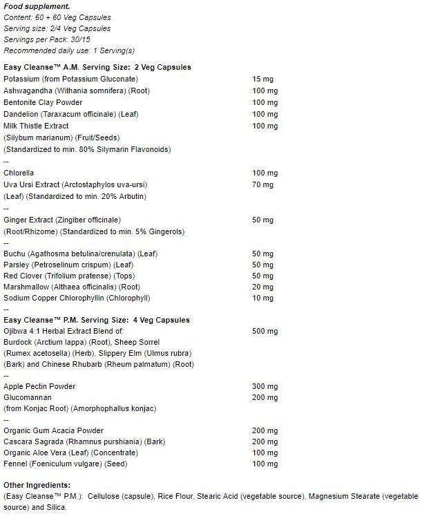 Easy Cleanse Kit AM/PM - 2 x 60 capsules - Nutra Best Europe