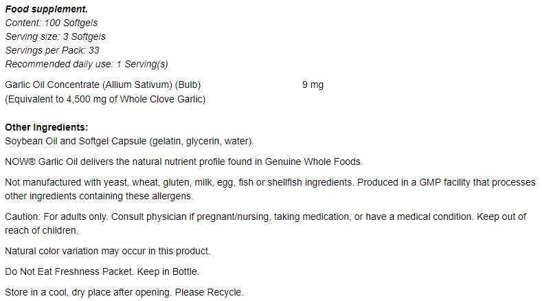 Garlic Oil 1500 mg - 100 Gel Capsules - Nutra Best Europe