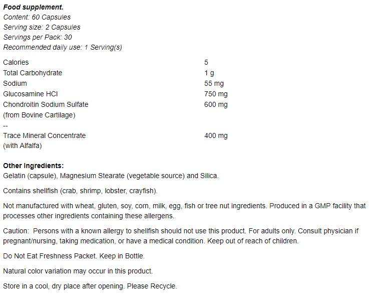 Glucosamine & Chondroitin With Trace Mineral Concentrate - 120 capsules - Nutra Best Europe