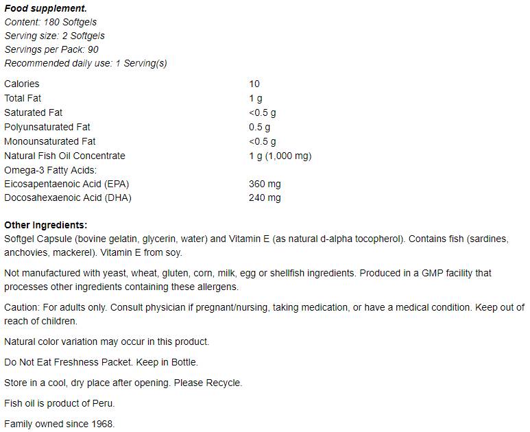 Omega-3 Mini Gels - 180 Gel Capsules - Nutra Best Europe