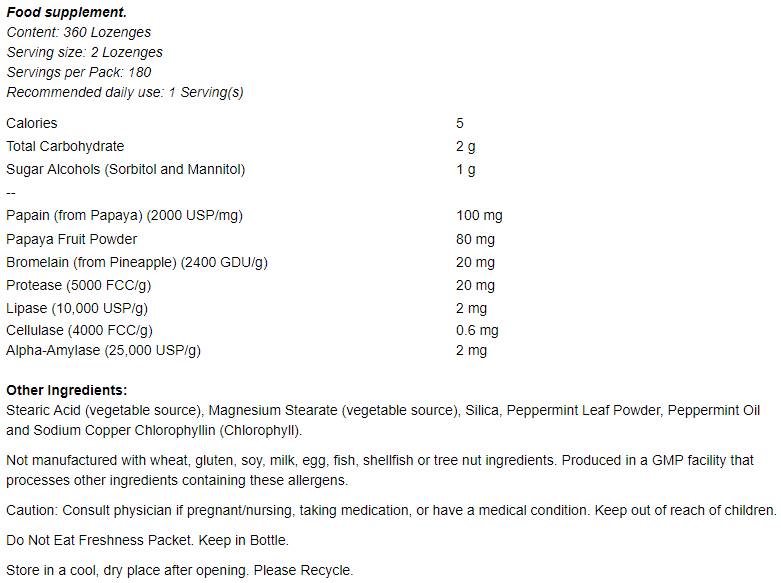 Papaya Enzymes - 360 Chewable Tablets - Nutra Best Europe