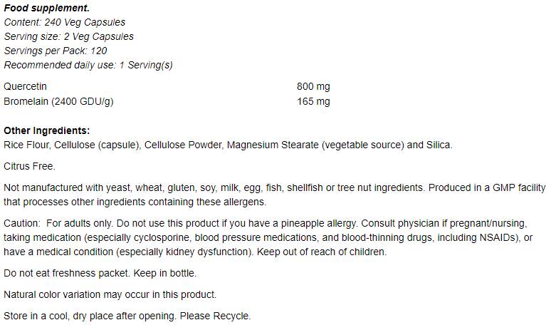 Quercetin with Bromelain - 60 capsules - Nutra Best Europe