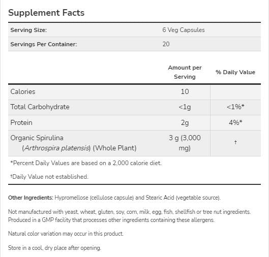 Természetes Spirulina 500 mg - 120 kapszula