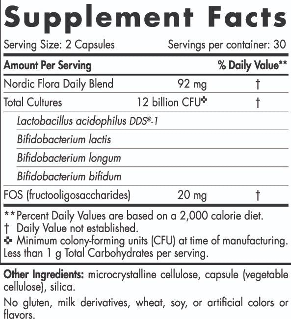Nordic Flora Probiotic Daily | 12 milliárd aktív sejt – 60 kapszula