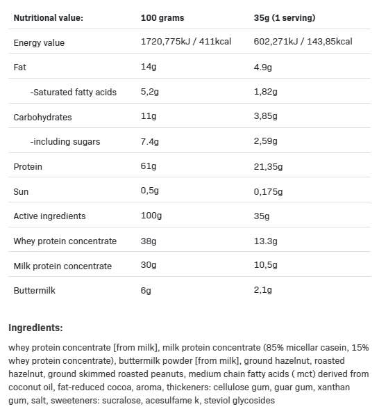 NutLove Protein Shake | Tejsavófehérje + kazein - 630 gramm