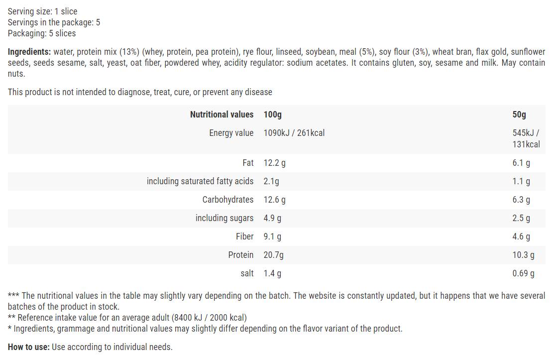 Protein Bread / Classic - 250 grams - Nutra Best Europe