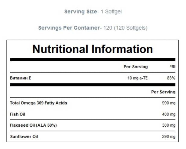Omega 3-6-9 1000 mg - 120 Softgels