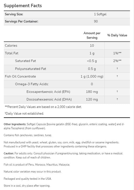 Omega-3 bélben oldódó bevonat – 180 lágyzselé