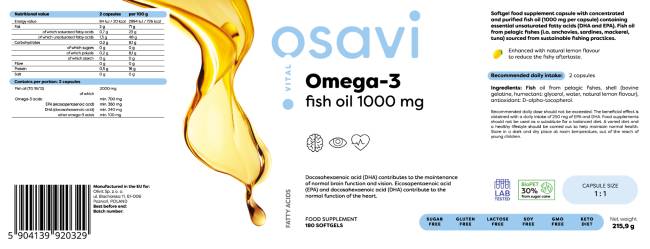 Omega 3 halolaj 1000 mg/citrom ízű - 180 gél kapszula