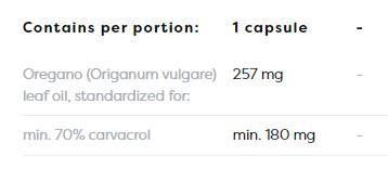 Oregánó olaj 257 mg | 70% Carvacrol - 120 kapszula
