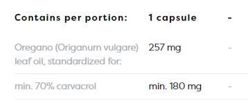 Oregánó olaj 257 mg | 70% Carvacrol - 60 kapszula