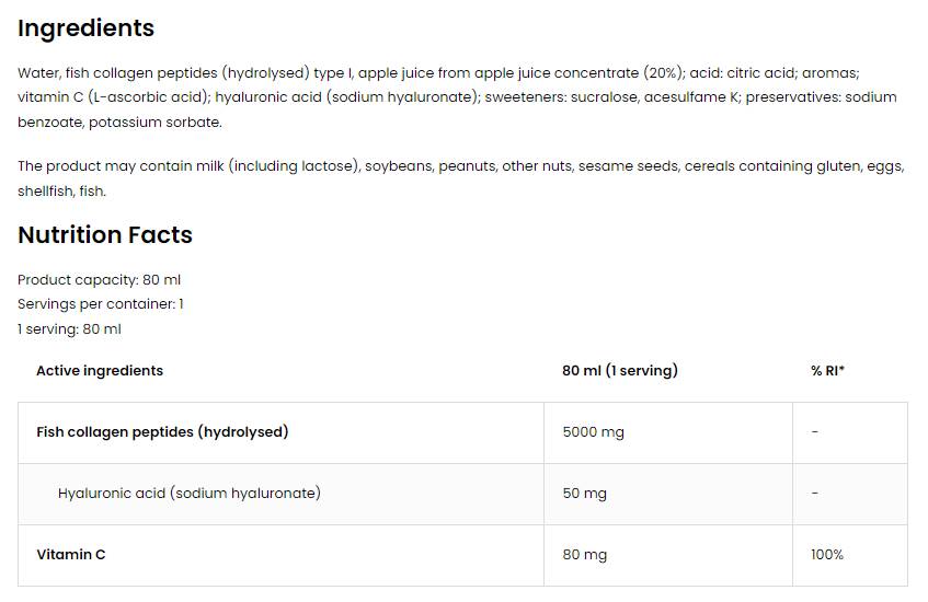 Marine Collagen Shot - 80 ml - Nutra Best Europe