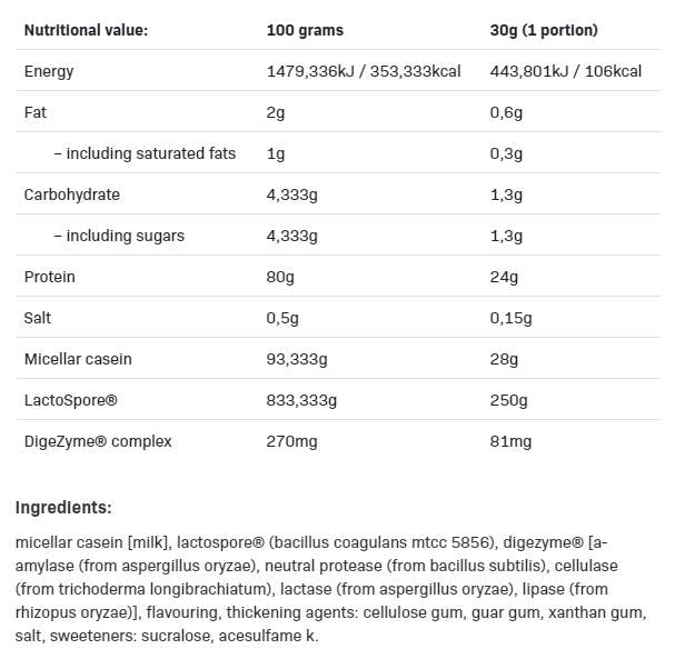 PRO Casein | Lassan emészthető fehérje - 500 gramm