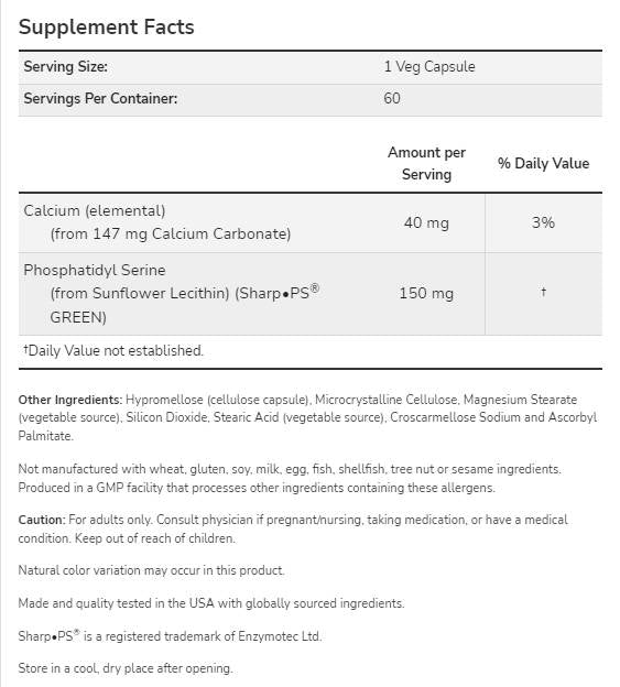 Foszfatidil-szerin 150 mg | Szójamentes - 60 kapszula