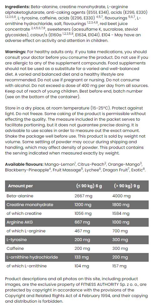 Pre Energizer/Next-Gen Pre-Workout - 9 gramm