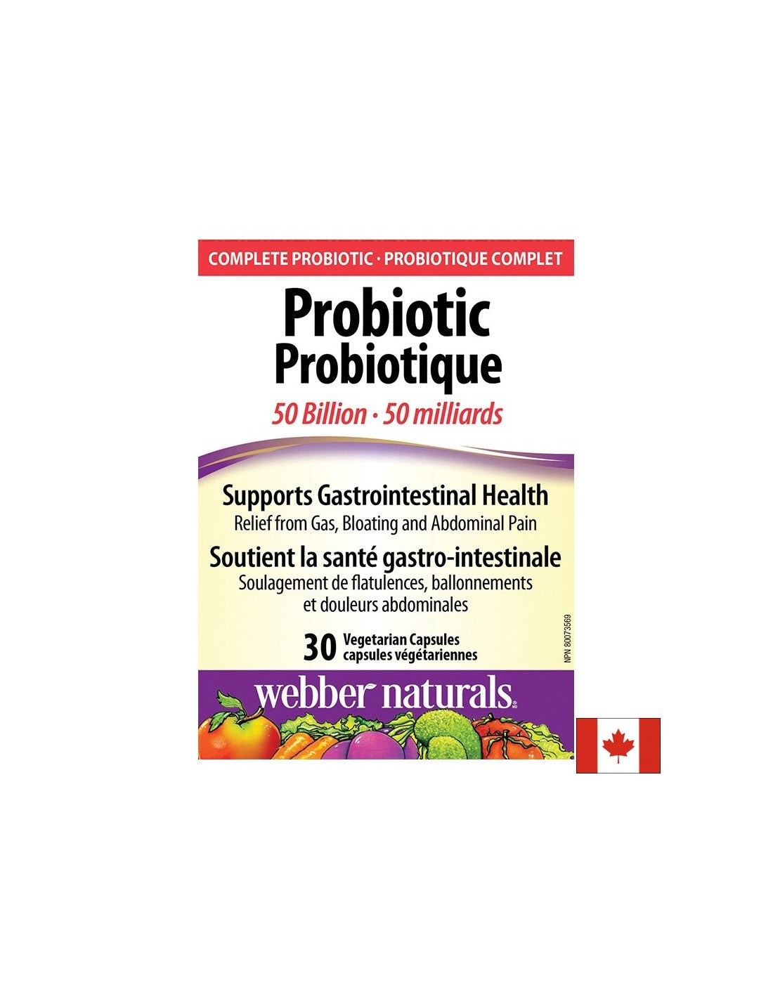 Probiotic 50 Billion - Probiotic 50 milliárd aktív probiotikum, 10 törzs, 30 kapszula <tc>Webber Naturals</tc>