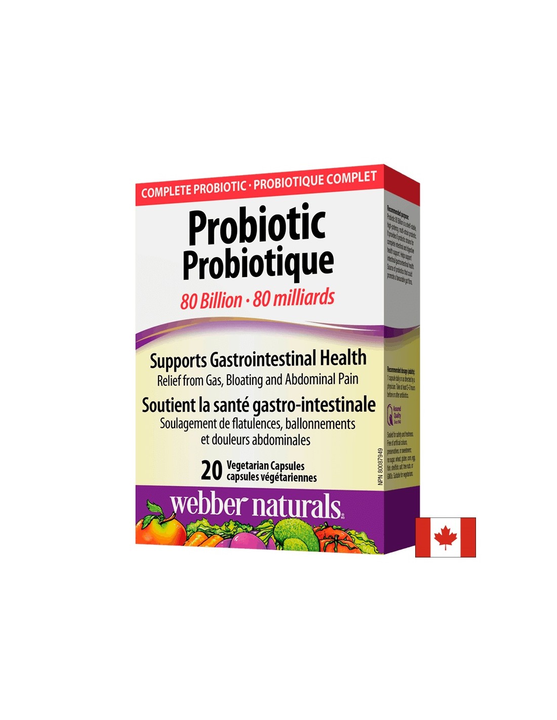 Probiotic 80 billion/Probiotic, 80 milliárd aktív probiotikum, 20 kapszula <tc>Webber Naturals</tc>