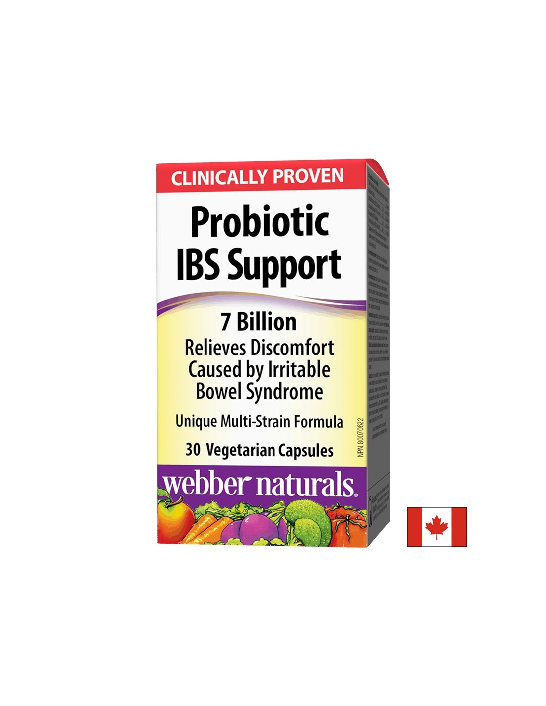Probiotikus IBS támogatás/ Probiotikus IBS 4 törzs, 7 milliárd aktív probiotikum x 30 kapszula <tc>Webber Naturals</tc>