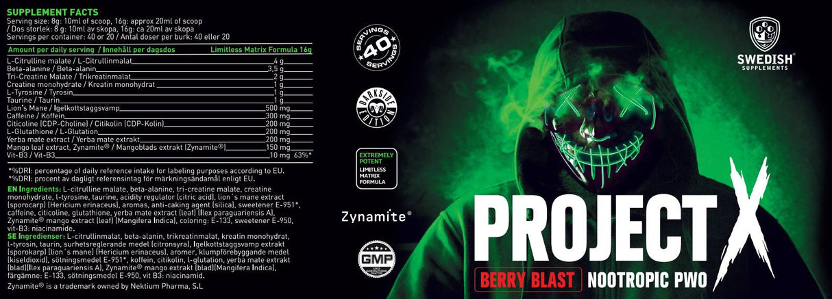 Projekt X 2.0 | Advanced Nootropic Pre-Workout - 330 gramm