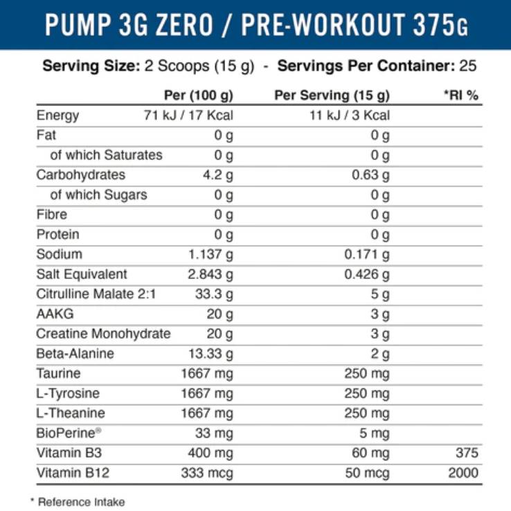 Pump 3G Stim-Free | Next Generation Pre-Workout - 375 gramm