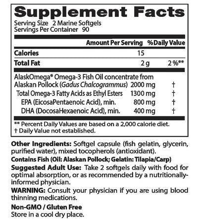 Tiszta alaszkai vadhalolaj 1000 mg (180 kapszula, 180 adag) <tc>Doctor's Best</tc>