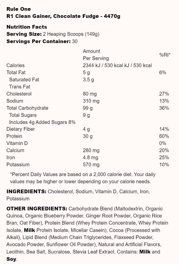R1 Clean Gainer - 4470 gramm