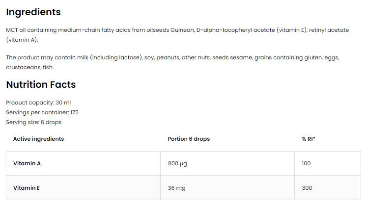 Vitamin A + E Drops 30 ml - Nutra Best Europe