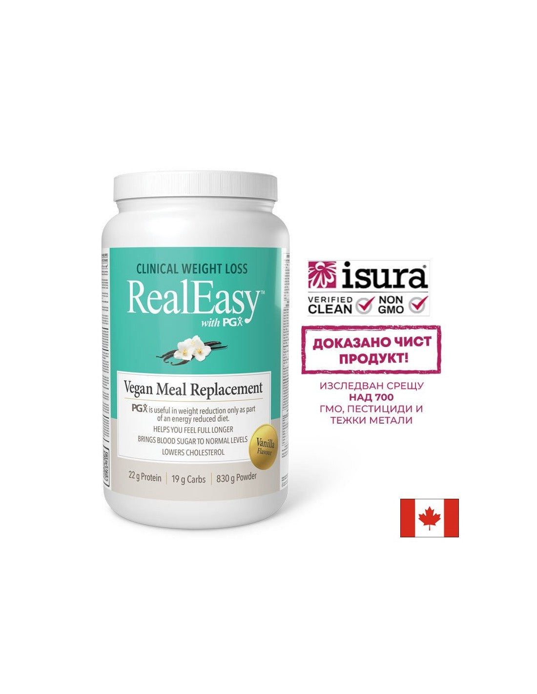 Real Easy™ PGX®-el - az egészséges fogyásért, 830 g por vanília ízzel