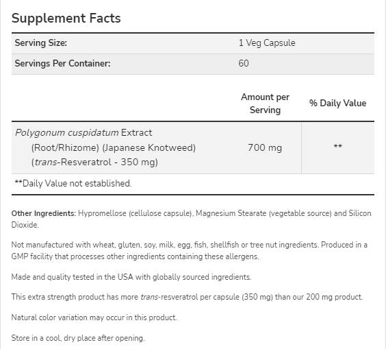 Resveratrol 350 mg | Extra erősség - 60 kapszula