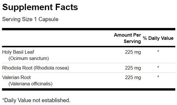 Rhodiola Holy Basil Valerian Stress Complex - 180 kapszula
