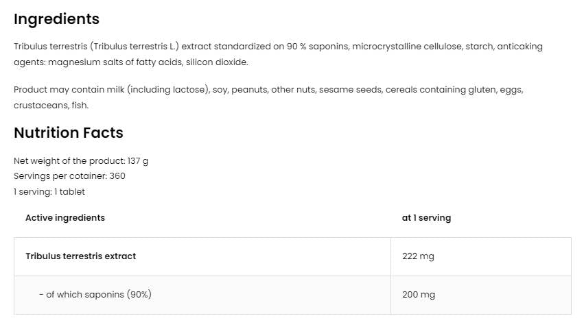 Tribulus Terrestris 90 | Vege 360 Tablets - Nutra Best Europe