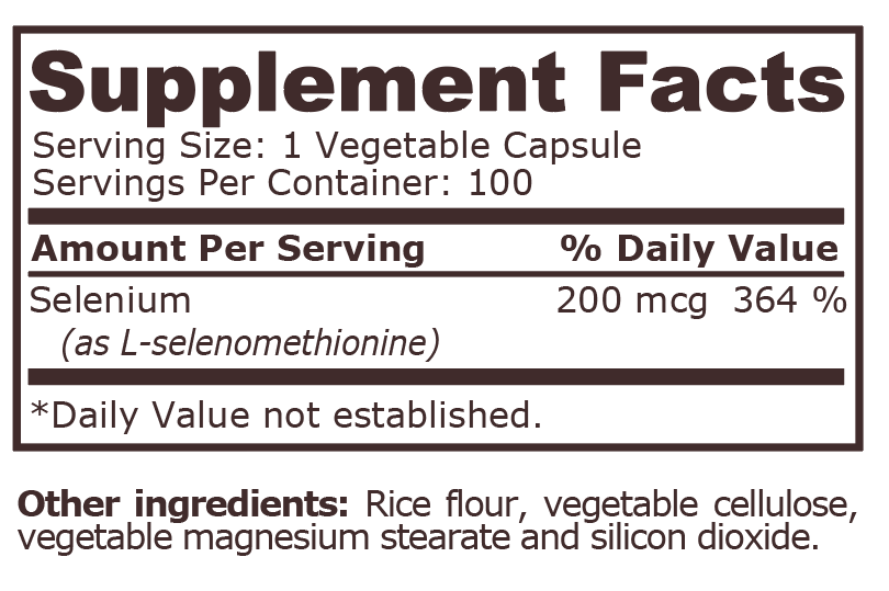<tc>Pure Nutrition</tc> - SZELÉNIUM 200 mcg - 100 növényi kapszula