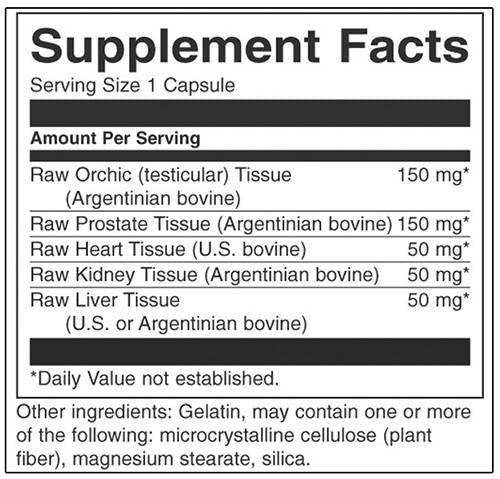 Raw Multi-Glandular For Men 450 mg 60 capsules - Nutra Best Europe