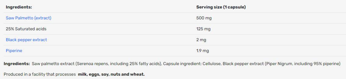 Saw Palmetto 500mg | 25% szaponinokkal - 100 kapszula