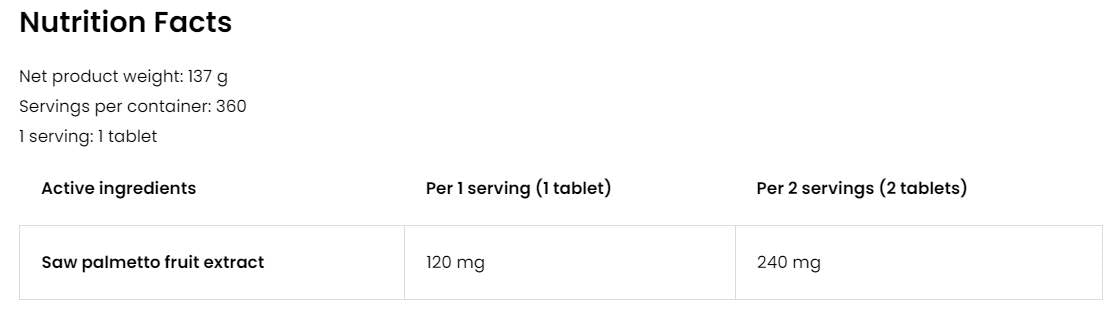 Fűrészpálma kivonat 120mg | Vege 360 tabletta