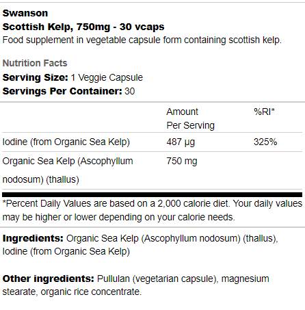 Scottish Kelp 750 mg 30 kapszula