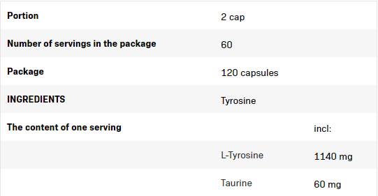 Tyrosine | Mental Power - 120 capsules - Nutra Best Europe
