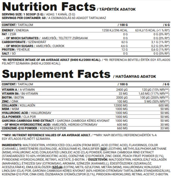 Ragyog | Kollagén - Hialuronsav - MSM - Q10 - Vitaminok | Nőknek ajánlott - 300 gramm