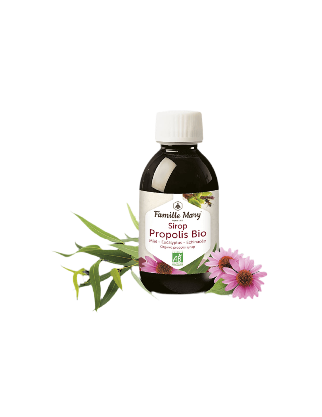 Sirop Propolis Bio (mézzel, eukaliptusszal és echinaceával), 150 ml Famille Mary