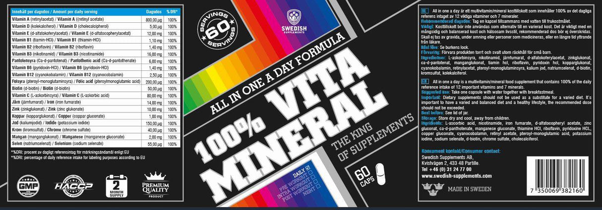 100% Vita Mineral / All in One a Day Formula - 60 capsules - Nutra Best Europe