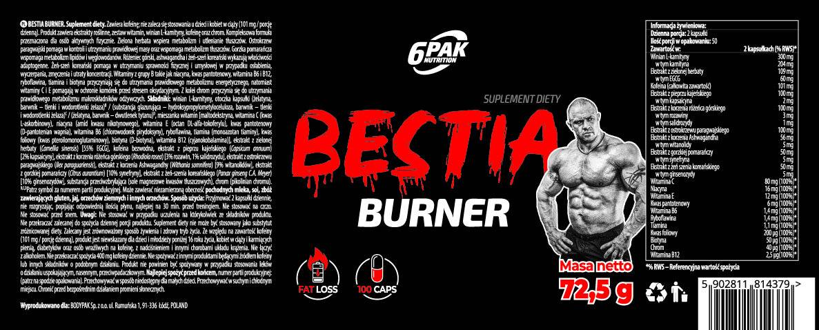 BESTIA Burner - 100 capsules - Nutra Best Europe