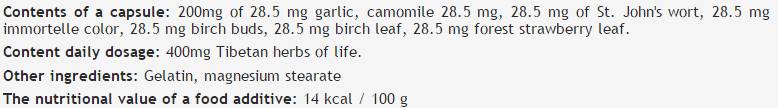Tibetan Herbs of Life 200 mg - 100 kapszula