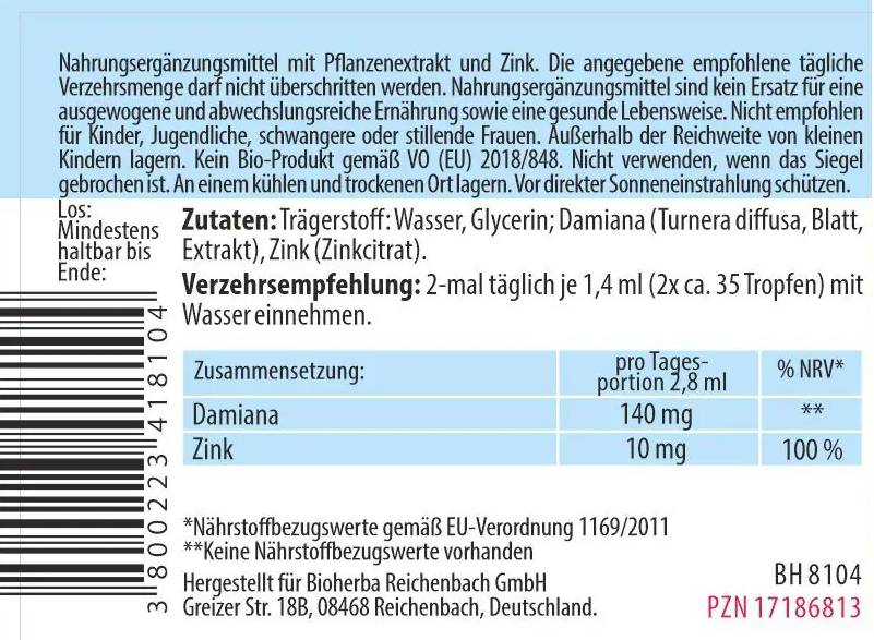 Damiana levelek tinktúrája - 50 ml
