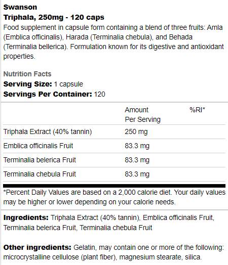 Triphala 250 mg 120 kapszula